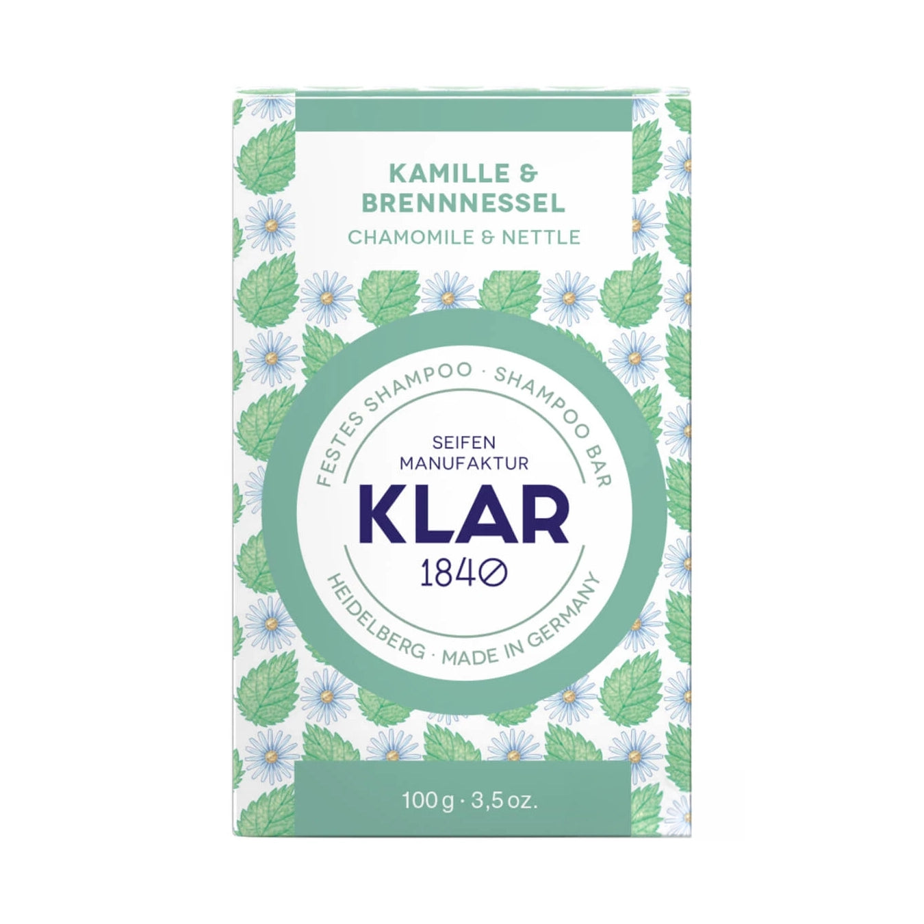 Klar Chamomile & Nettle Shampoo Bar - Soothing Care for Sensitive Scalps 100g