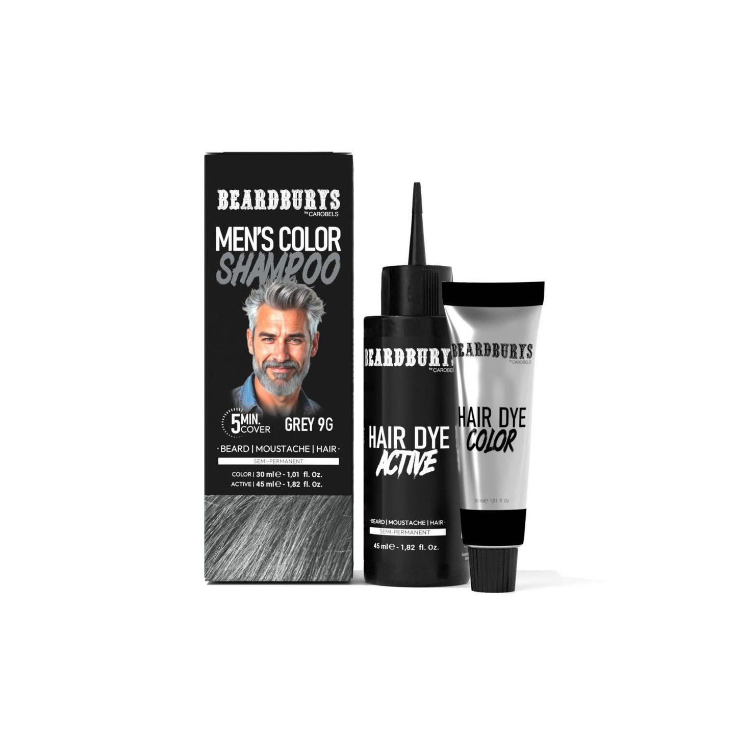 Beardburys Color Shampoo for Hair & Beard - 9G Grey (Ammonia-Free)