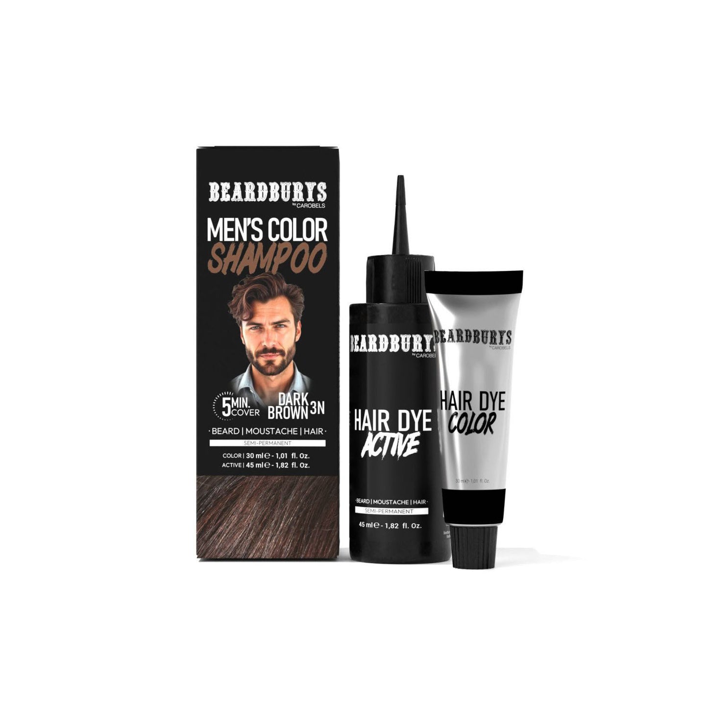 Beardburys Color Shampoo for Hair & Beard - 3N Dark Brown (Ammonia-Free)