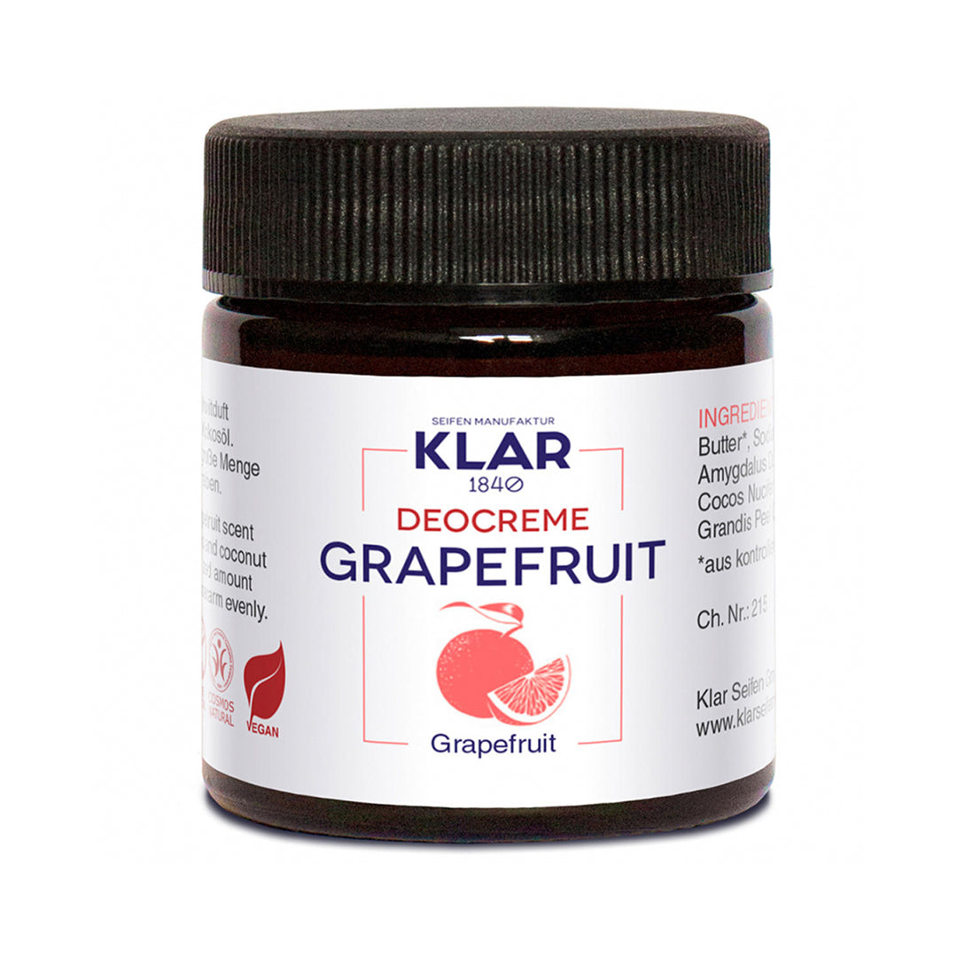 Klar Deodorant Cream Grapefruit - Zesty & Natural 24h Protection 30ml