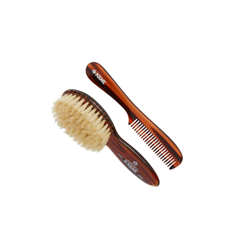 Kent Brushes BA30 Baby Brush & Comb Set - Soft Natural Bristle & Handmade Comb