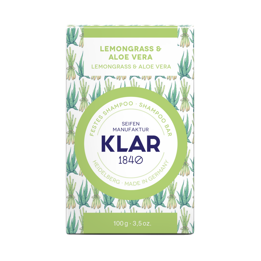 Klar Lemongrass & Aloe Vera Shampoo Bar - Refreshing & Balancing Care 100g