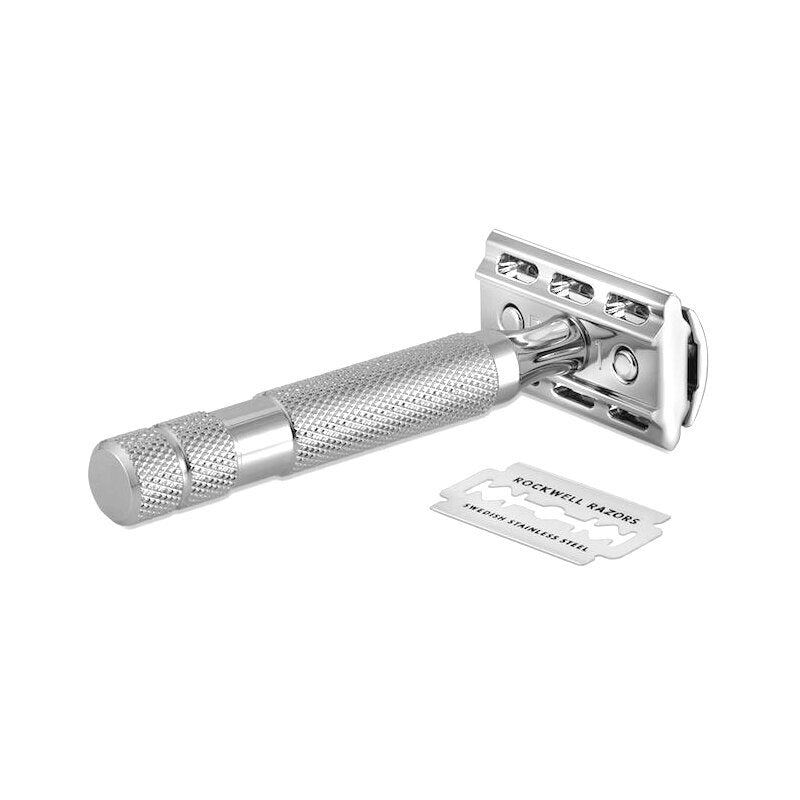 Rockwell 2C Adjustable Safety Razor (White Chrome) – Personalized Comfort