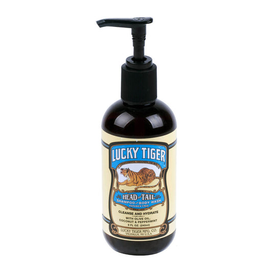 Lucky Tiger Head to Tail Shampoo & Body Wash - Olive Oil, Coconut & Peppermint 240g