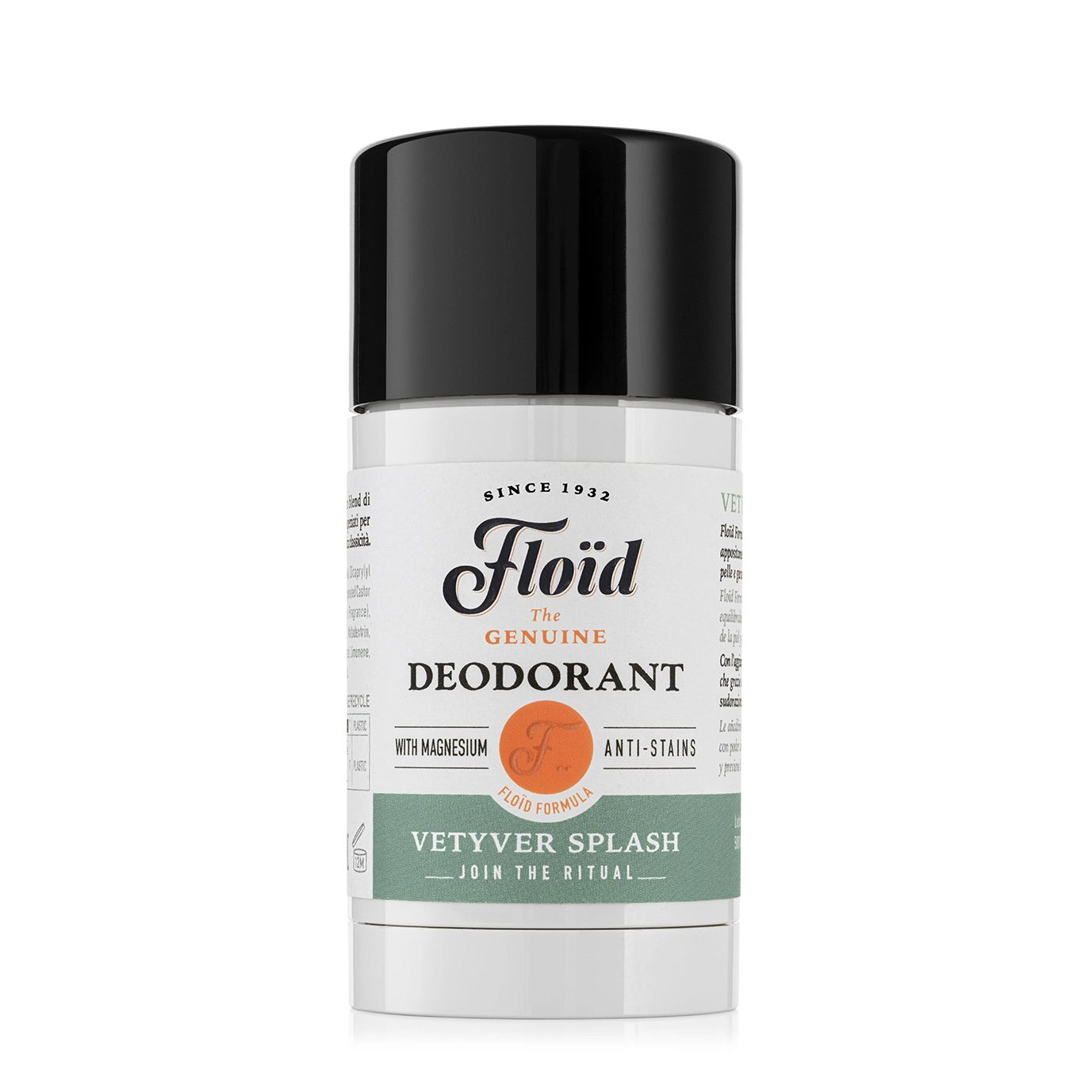 Floid Vetyver Splash Deodorant - Magnesium Salt Anti-Stain Protection 75ml