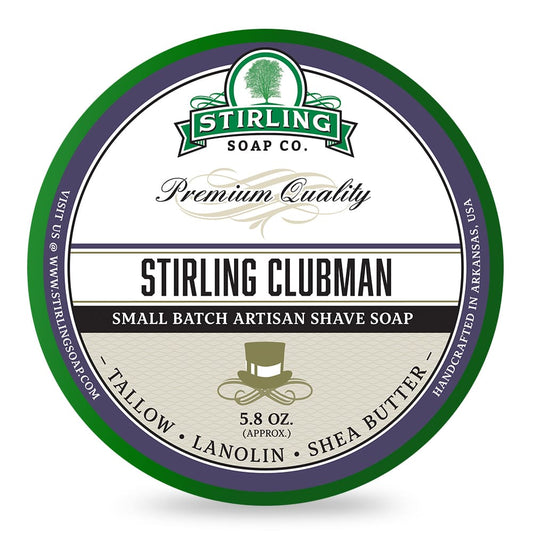 Stirling Soap Co. Clubman Shaving Soap – Elite Tallow Lather & Barbershop Scent 170ml