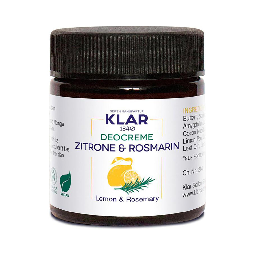 Klar Deodorant Cream Lemon & Rosemary - Refreshing Herbal Protection 30ml