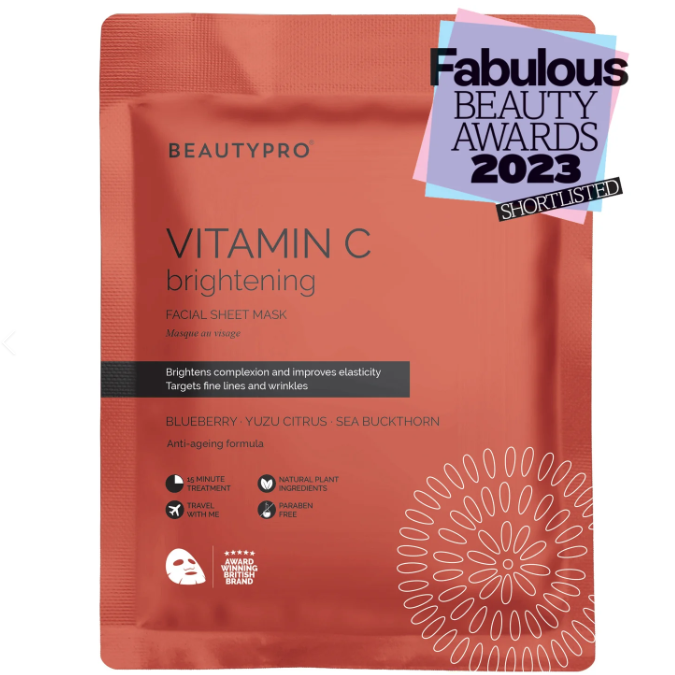 Beauty Pro Vitamin C Brightening Facial Sheet Mask - Radiance & Revitalising 22ml