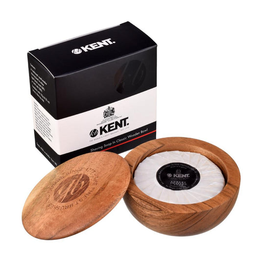 Kent Brushes SB6 Luxury Shaving Soap in Handcrafted Acacia Wood Bowl 125g