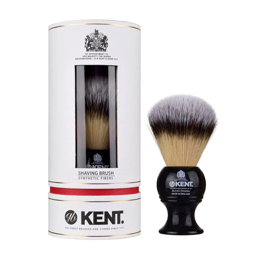 Kent Brushes BLK4S Black Shaving Brush - Silvertex Synthetic Bristles Medium