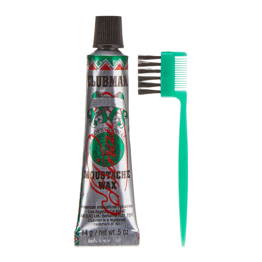 Clubman Moustache Wax - Neutral Tinted Styling Wax with Comb