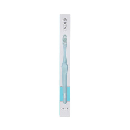 Kent Smile Toothbrush - Silver & Charcoal Infused, Super Soft Filaments & Eco PLA Handle Blue