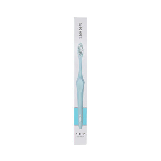 Kent Smile Toothbrush - Silver & Charcoal Infused, Super Soft Filaments & Eco PLA Handle Blue