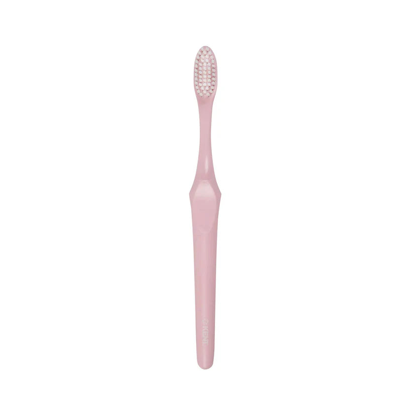 Kent Smile Toothbrush - Silver & Charcoal Infused, Super Soft Filaments & Eco PLA Handle Pink