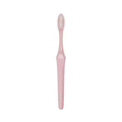 Kent Smile Toothbrush - Silver & Charcoal Infused, Super Soft Filaments & Eco PLA Handle Pink