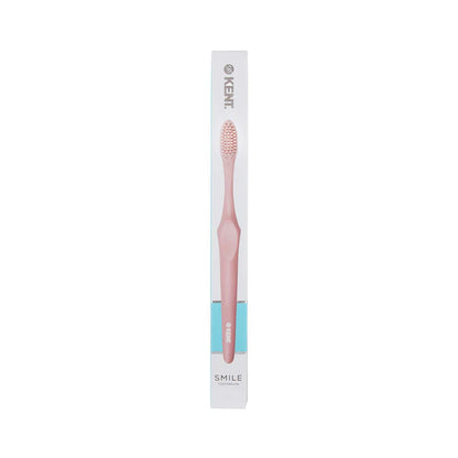 Kent Smile Toothbrush - Silver & Charcoal Infused, Super Soft Filaments & Eco PLA Handle Pink