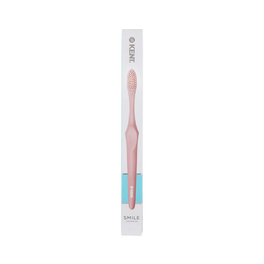Kent Smile Toothbrush - Silver & Charcoal Infused, Super Soft Filaments & Eco PLA Handle Pink