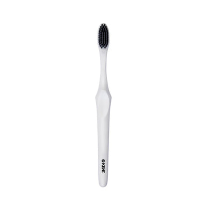 Kent Smile Toothbrush - Silver & Charcoal Infused, Super Soft Filaments & Eco PLA Handle (White)