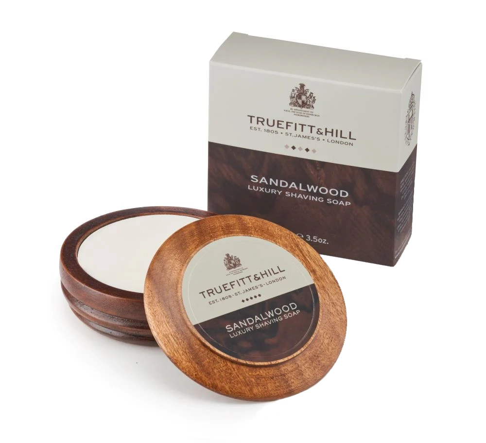 Truefitt & Hill Sandalwood Shaving Soap in Acacia Wood Bowl 99g