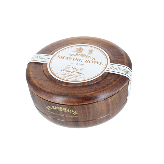 Dr Harris Almond Shaving Mahogany Bowl - Triple Milled Traditional Soap and Sheesham Wood 100g
