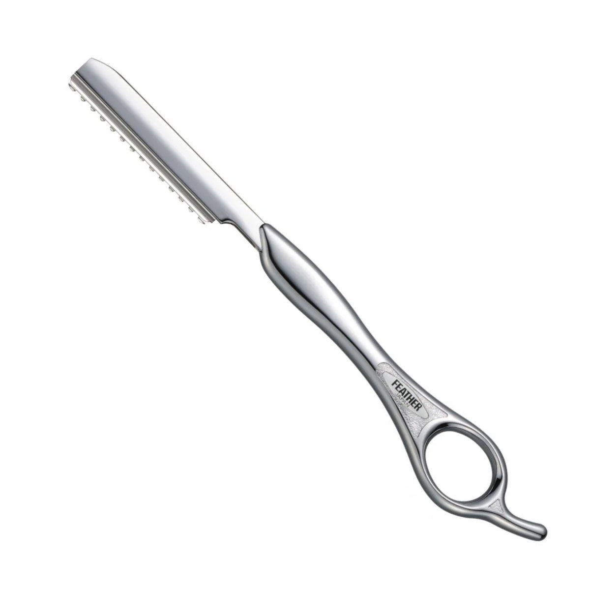 Feather Styling Razor Silver - Professional Long Handle Haircutting Razor