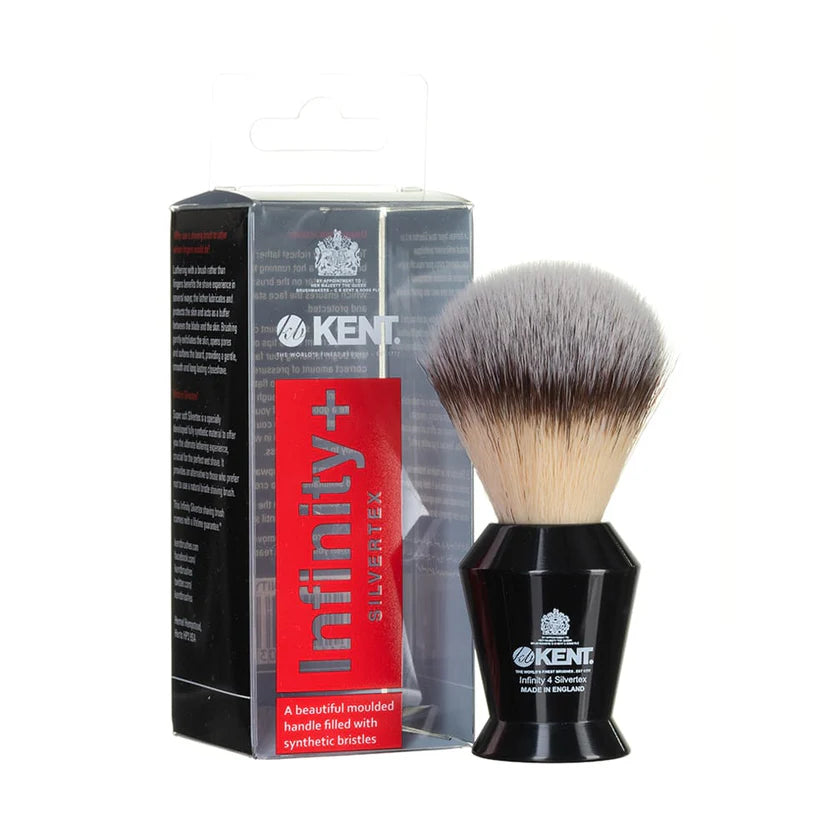 Kent Brushes Infinity 4 Black Shaving Brush - Silvertex Synthetic Bristles 105mm