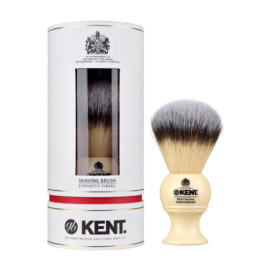 Kent Brushes BK4S Ivory Shaving Brush - Silvertex Synthetic Bristles Medium