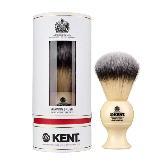 Kent Brushes BLK8S Large Black Shaving Brush - Silvertex Synthetic Bristles 115mm