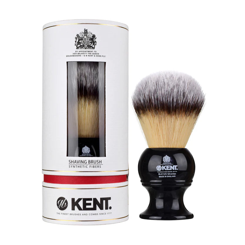 Kent Brushes BLK12S Extra-Large Shaving Brush - Silvertex Synthetic 30mm Knot