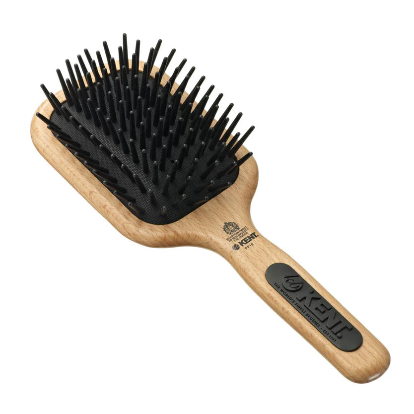 Kent Brushes PF19 Medium Detangling Paddle Brush - Beechwood & Large Nylon Quills