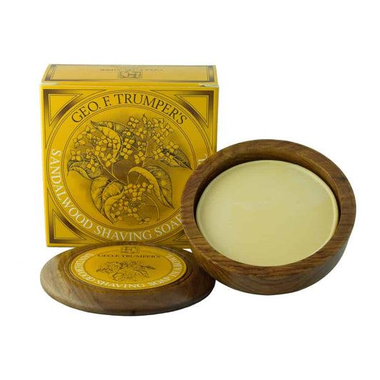 Geo. F. Trumper Sandalwood Shaving Soap - Hand-Turned Luxury Wooden Bowl 80g