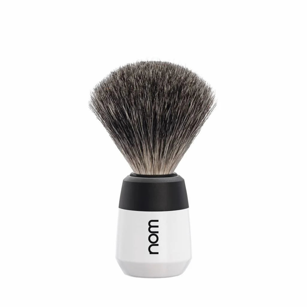 nom by Muehle MAX Shaving Brush - White Handle & Pure Badger (81 WH)
