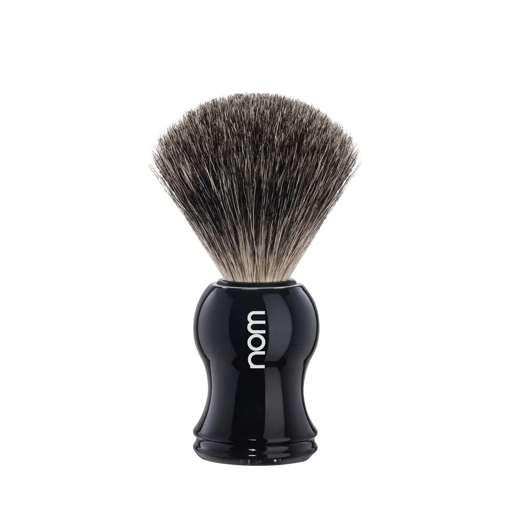 nom by Muehle GUSTAV Shaving Brush - Black Handle & Pure Badger (81 BL)